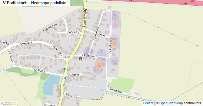 V Podlískách - mapa podnikání