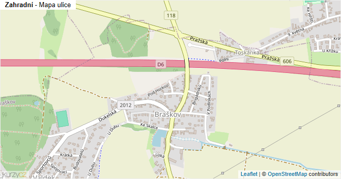 Zahradní - mapa ulice