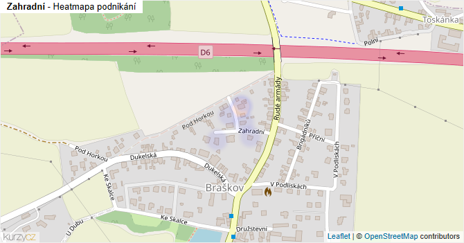 Zahradní - mapa podnikání