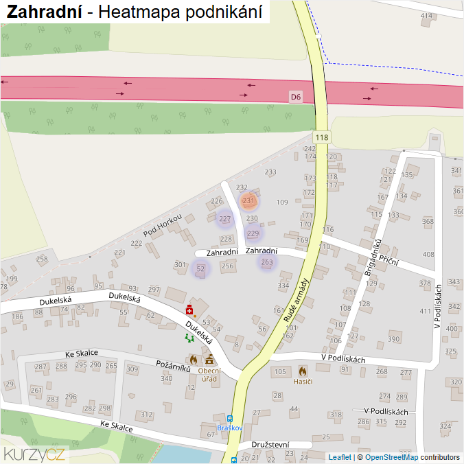 Mapa Zahradní - Firmy v ulici.