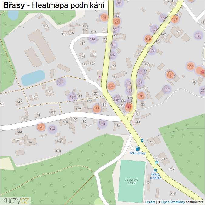 Mapa Břasy - Firmy v části obce.