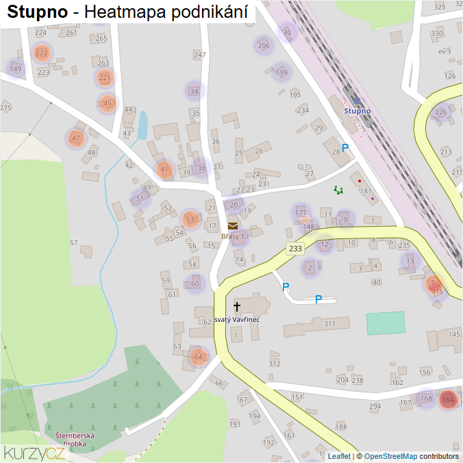 Mapa Stupno - Firmy v části obce.