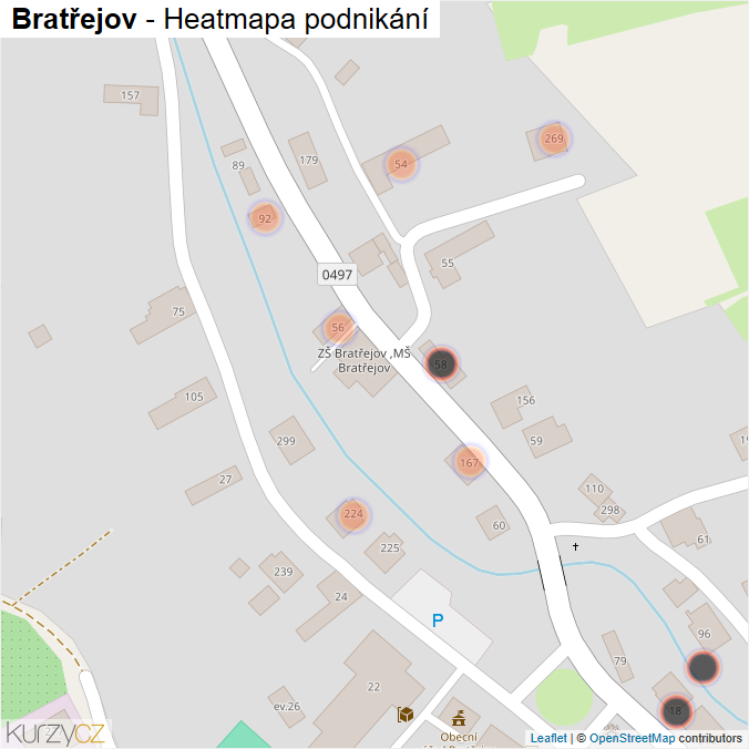 Mapa Bratřejov - Firmy v obci.