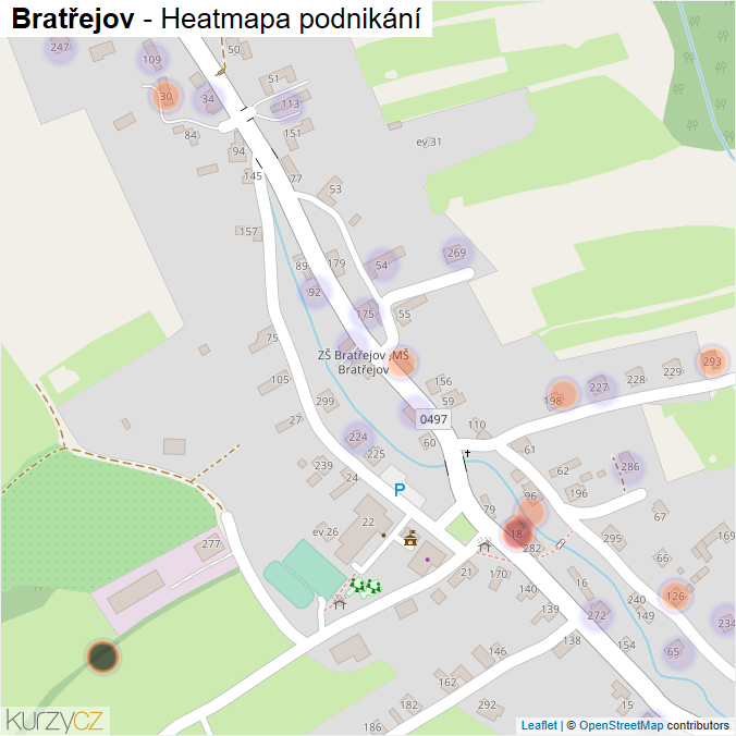Mapa Bratřejov - Firmy v části obce.
