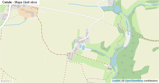 Cetule - mapa části obce