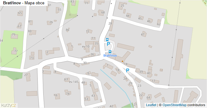 Bratřínov - mapa obce