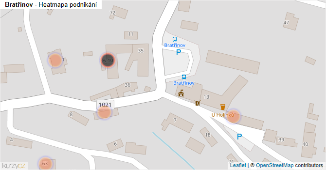 Bratřínov - mapa podnikání