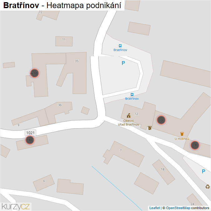 Mapa Bratřínov - Firmy v obci.