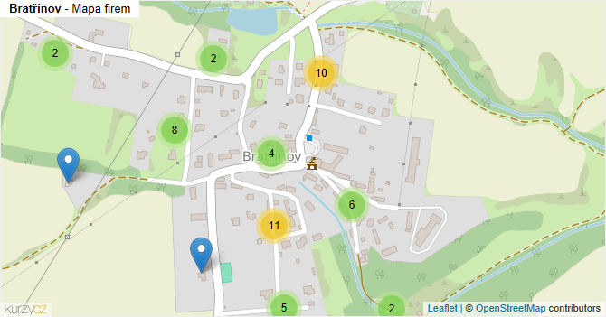 Bratřínov - mapa firem