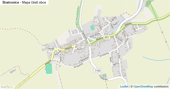 Bratronice - mapa části obce