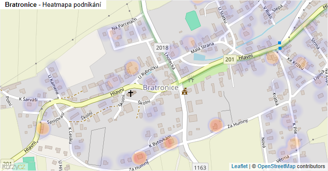 Bratronice - mapa podnikání
