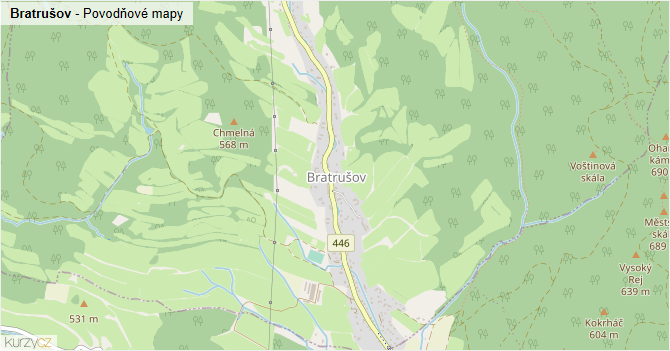 Bratrušov - záplavové mapy stoleté vody