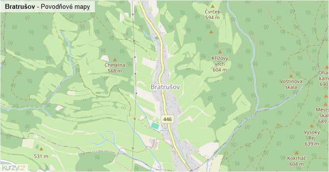 Bratrušov - záplavové mapy stoleté vody