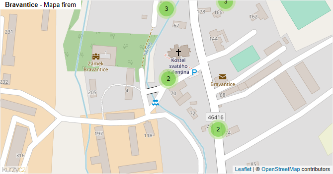Bravantice - mapa firem