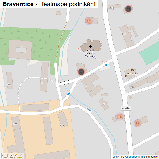 Mapa Bravantice - Firmy v obci.