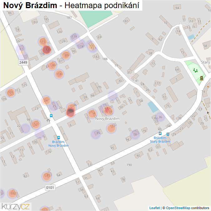 Mapa Nový Brázdim - Firmy v části obce.