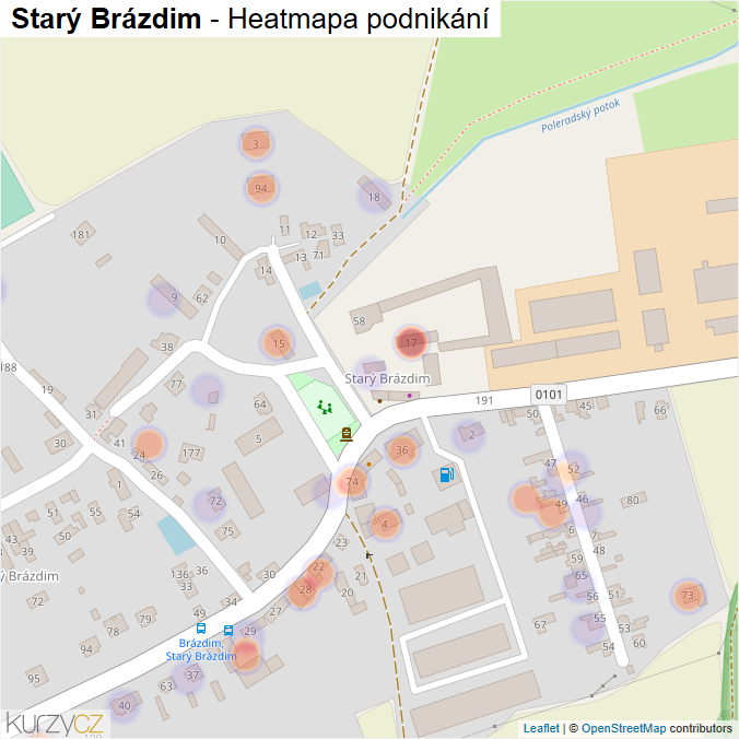Mapa Starý Brázdim - Firmy v části obce.