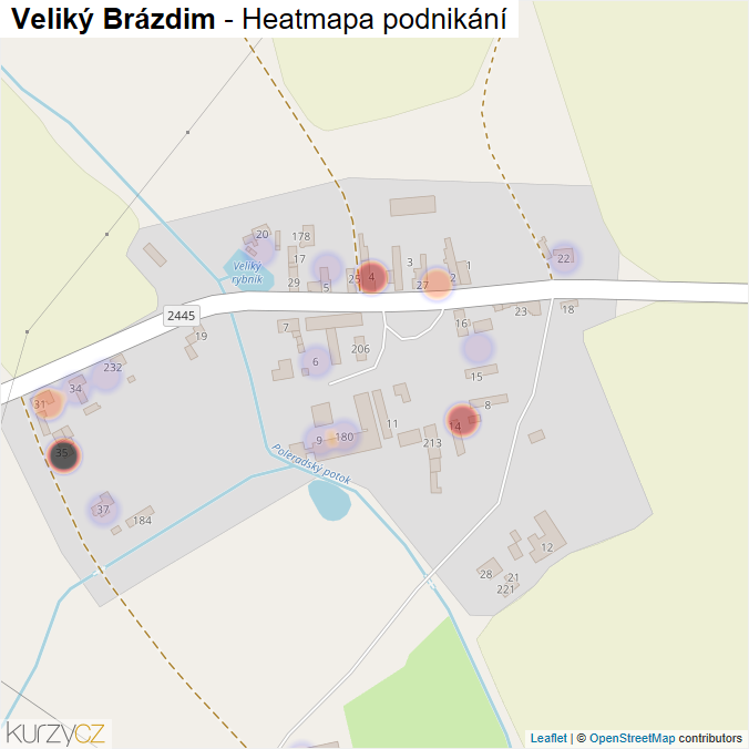 Mapa Veliký Brázdim - Firmy v části obce.