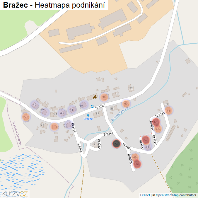 Mapa Bražec - Firmy v části obce.