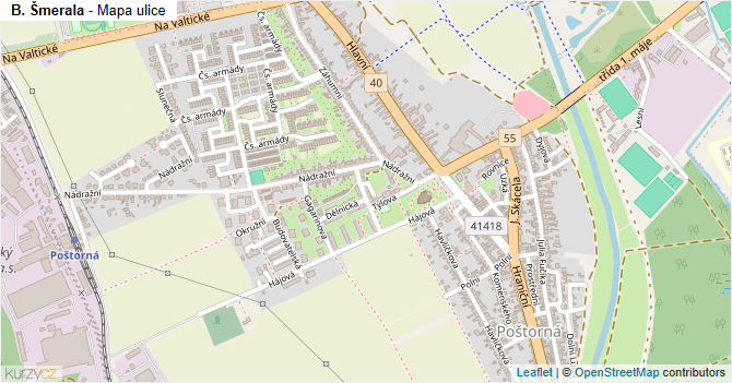 B. Šmerala - mapa ulice