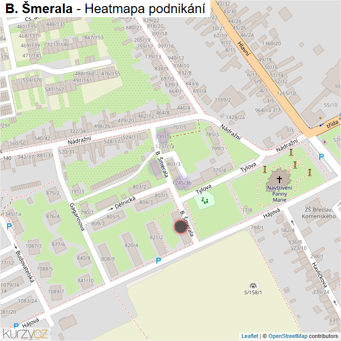 Mapa B. Šmerala - Firmy v ulici.