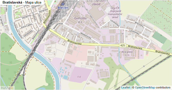 Bratislavská - mapa ulice