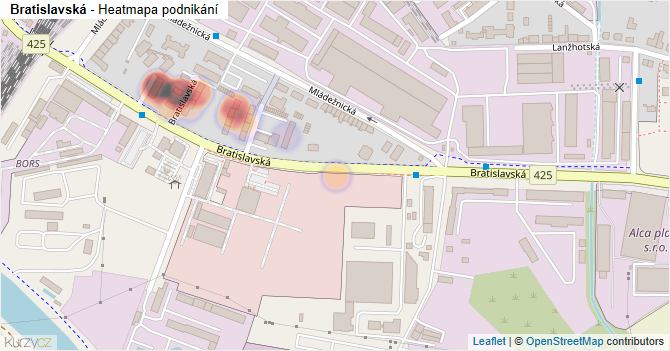 Bratislavská - mapa podnikání