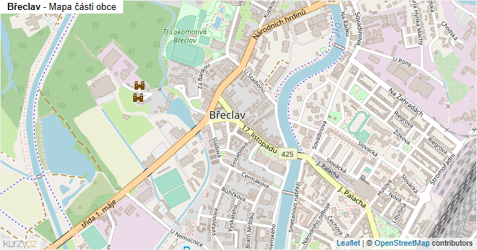 Břeclav - mapa části obce