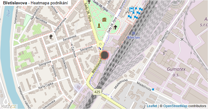 Břetislavova - mapa podnikání