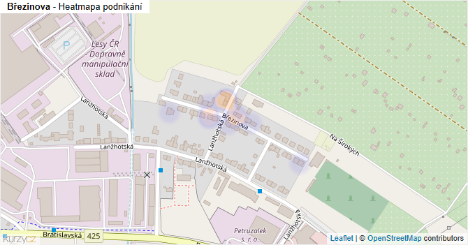 Březinova - mapa podnikání