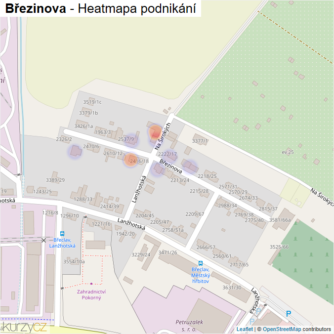 Mapa Březinova - Firmy v ulici.