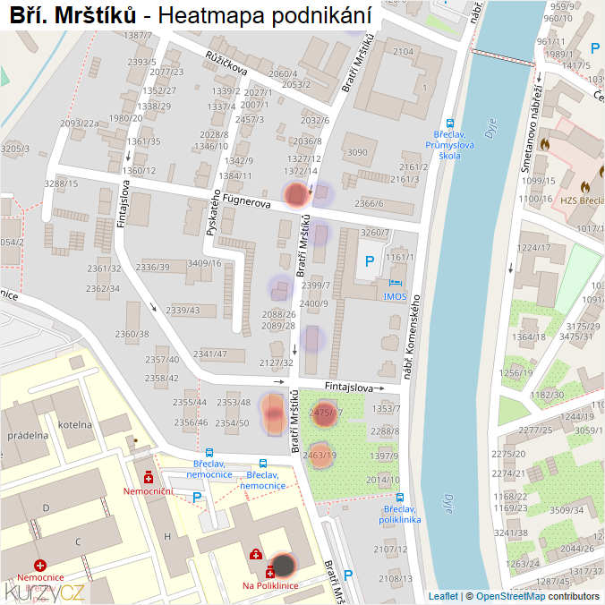 Mapa Bří. Mrštíků - Firmy v ulici.