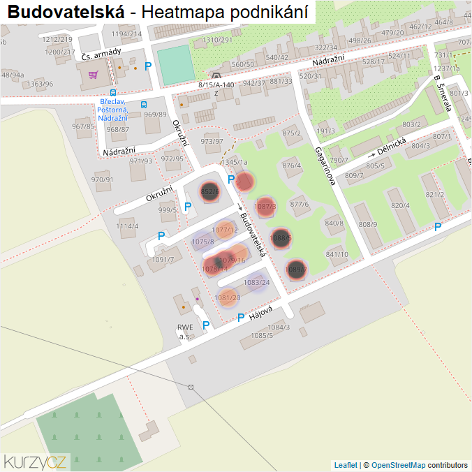 Mapa Budovatelská - Firmy v ulici.