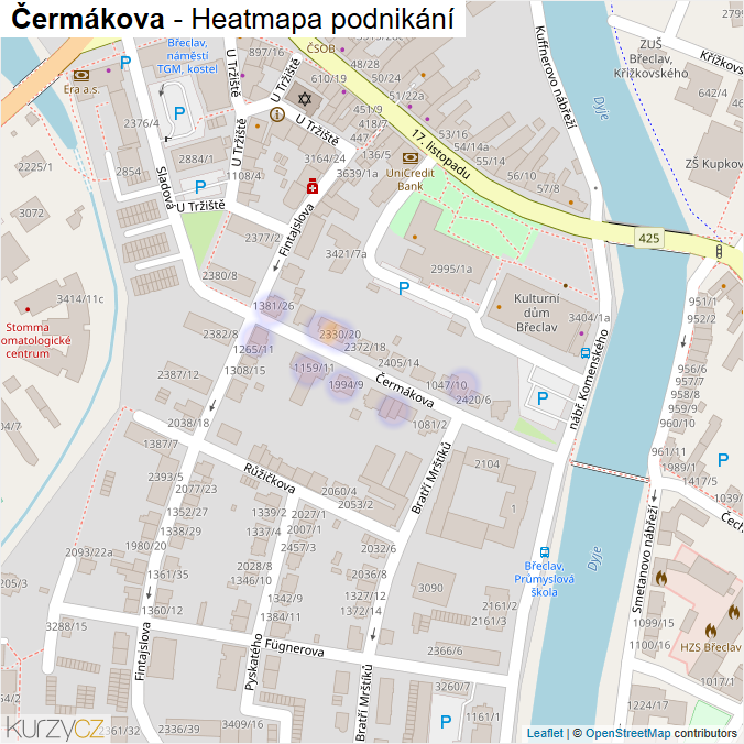 Mapa Čermákova - Firmy v ulici.