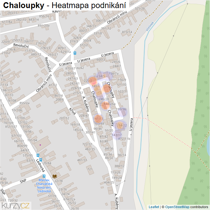 Mapa Chaloupky - Firmy v ulici.