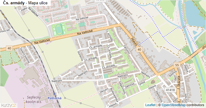 Čs. armády - mapa ulice