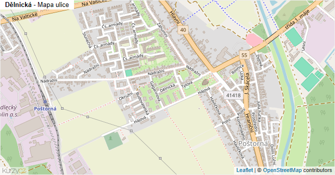 Dělnická - mapa ulice