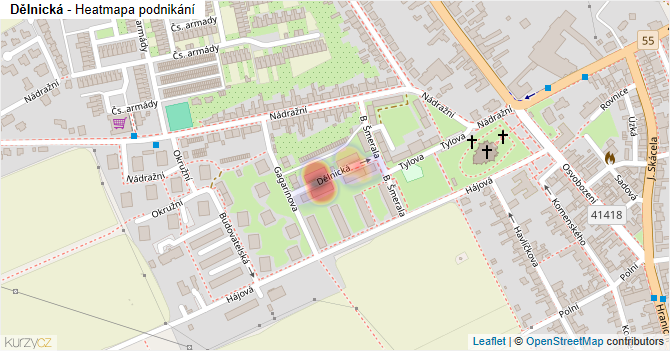 Dělnická - mapa podnikání