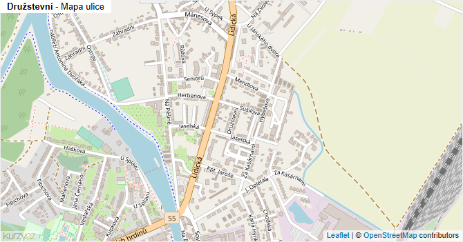 Družstevní - mapa ulice