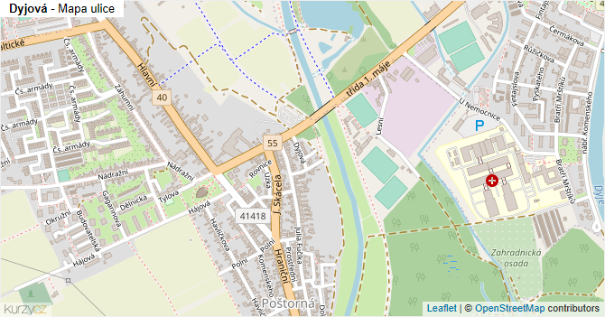 Dyjová - mapa ulice