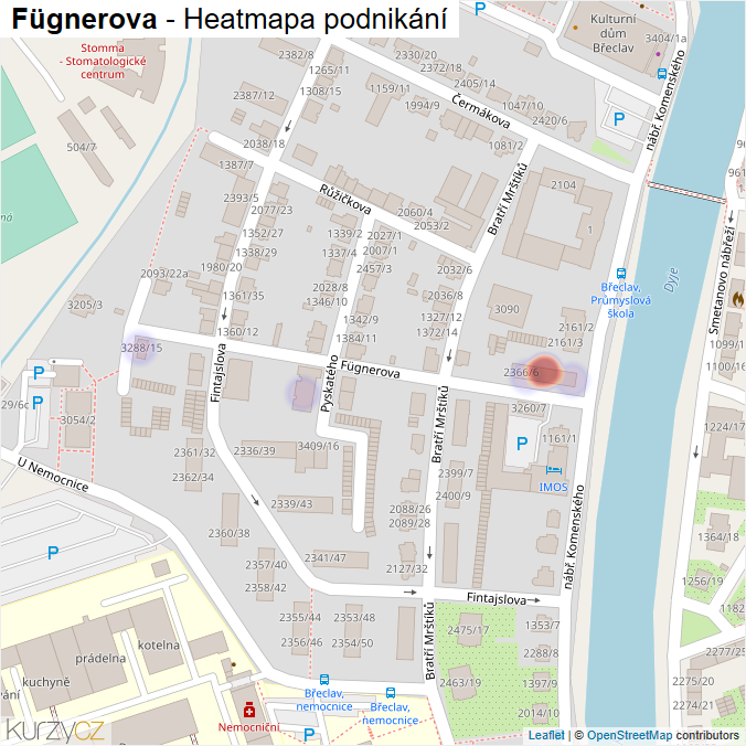 Mapa Fügnerova - Firmy v ulici.