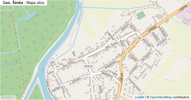 Gen. Šimka - mapa ulice