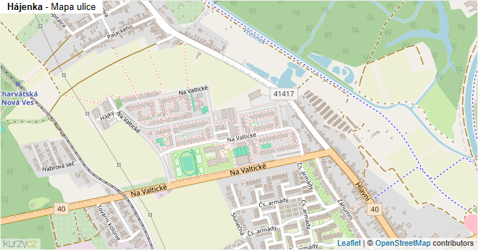 Hájenka - mapa ulice