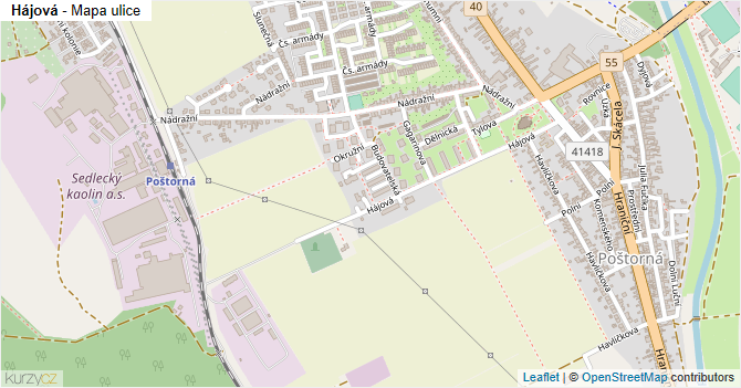 Hájová - mapa ulice