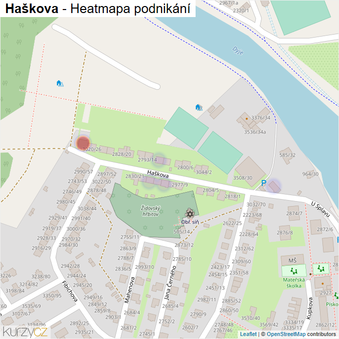 Mapa Haškova - Firmy v ulici.