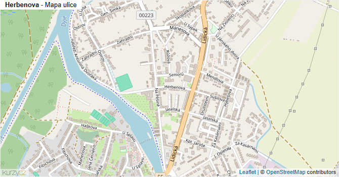 Herbenova - mapa ulice