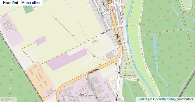 Hraniční - mapa ulice