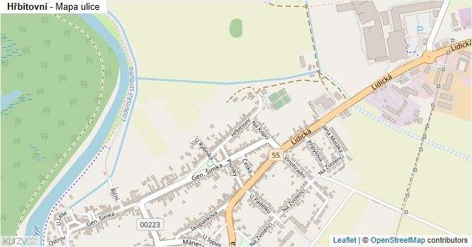 Hřbitovní - mapa ulice