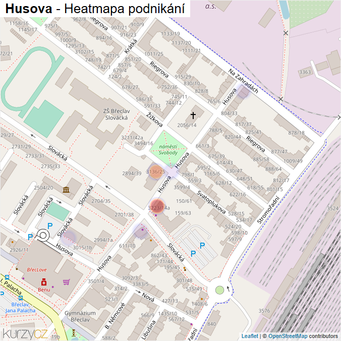 Mapa Husova - Firmy v ulici.