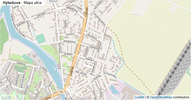 Hybešova - mapa ulice